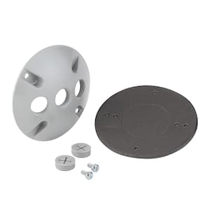 4 in. Round Metallic Weatherproof Cover with (3) 1/2 in. Holes, Gray