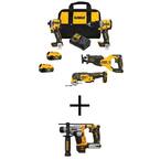 20V MAX Lithium-Ion Cordless Brushless 4 Tool Combo Kit and ATOMIC 20V MAX Brushless 5/8 in. SDS PLUS Hammer Drill