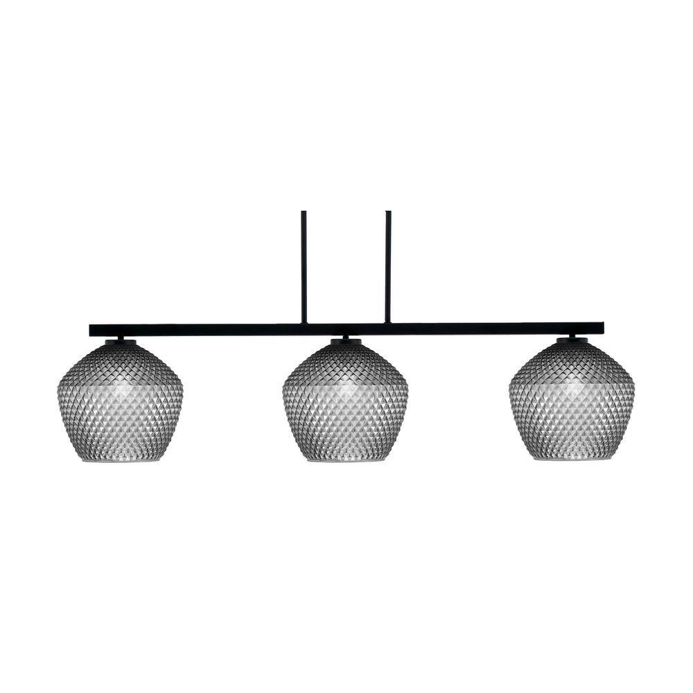 Cottonwood 3-Light Matte Black Light Chandelier with Smoke Textured Glass S