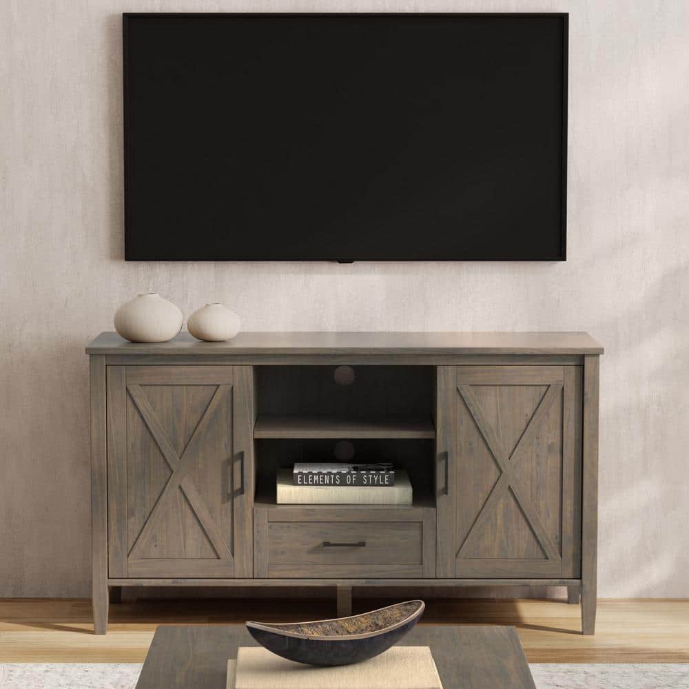Simpli Home Ela Smoky Brown Medium Tv stand For TVs up to 60 in