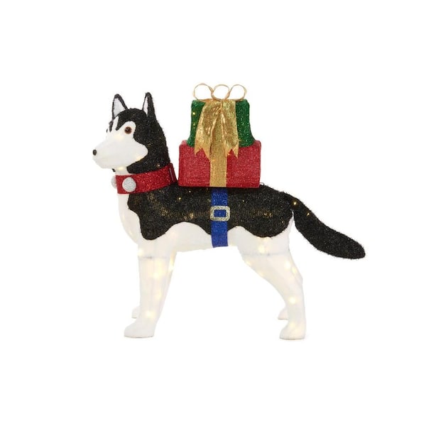 Home Accents Holiday 42 in. LED Lighted Fuzzy Husky