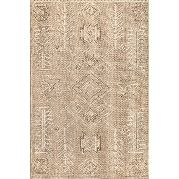 nuLOOM Theresa Textured Southwestern Beige 8 ft. x 10 ft. Transitional Area Rug