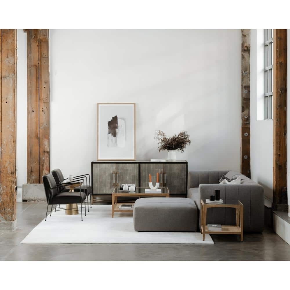 Caspian Natural Finish 22 in. Square Solid Oak Side Table with Tempered Glass Top and Cane Shelf price history on PriceWatchPro