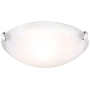 10 in. 1-Light Brushed Nickel Flush Mount with White Glass Shade