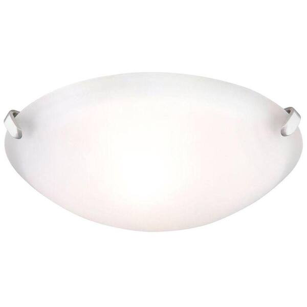 Commercial Electric 10 in. 1-Light Brushed Nickel Flush Mount with White Glass Shade
