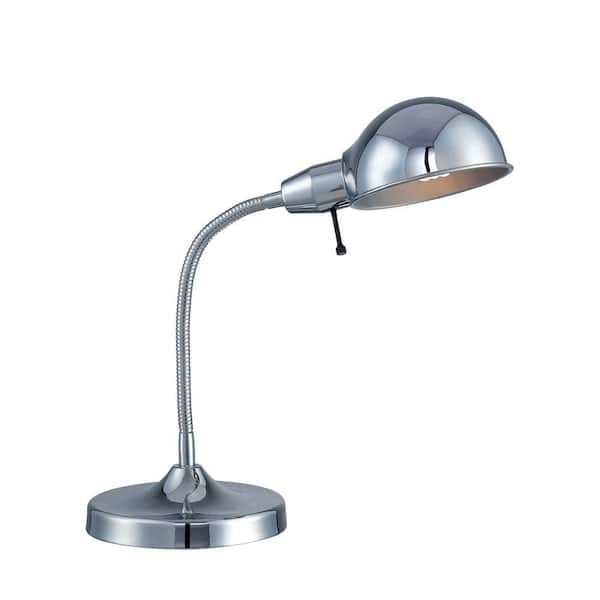 Illumine Designer Collection 1-Light 14 in. Chrome Desk Lamp with Chrome Metal Shade
