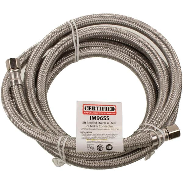 Certified Appliance Im96ss - Braided Stainless Steel Ice Maker Connector 8ft