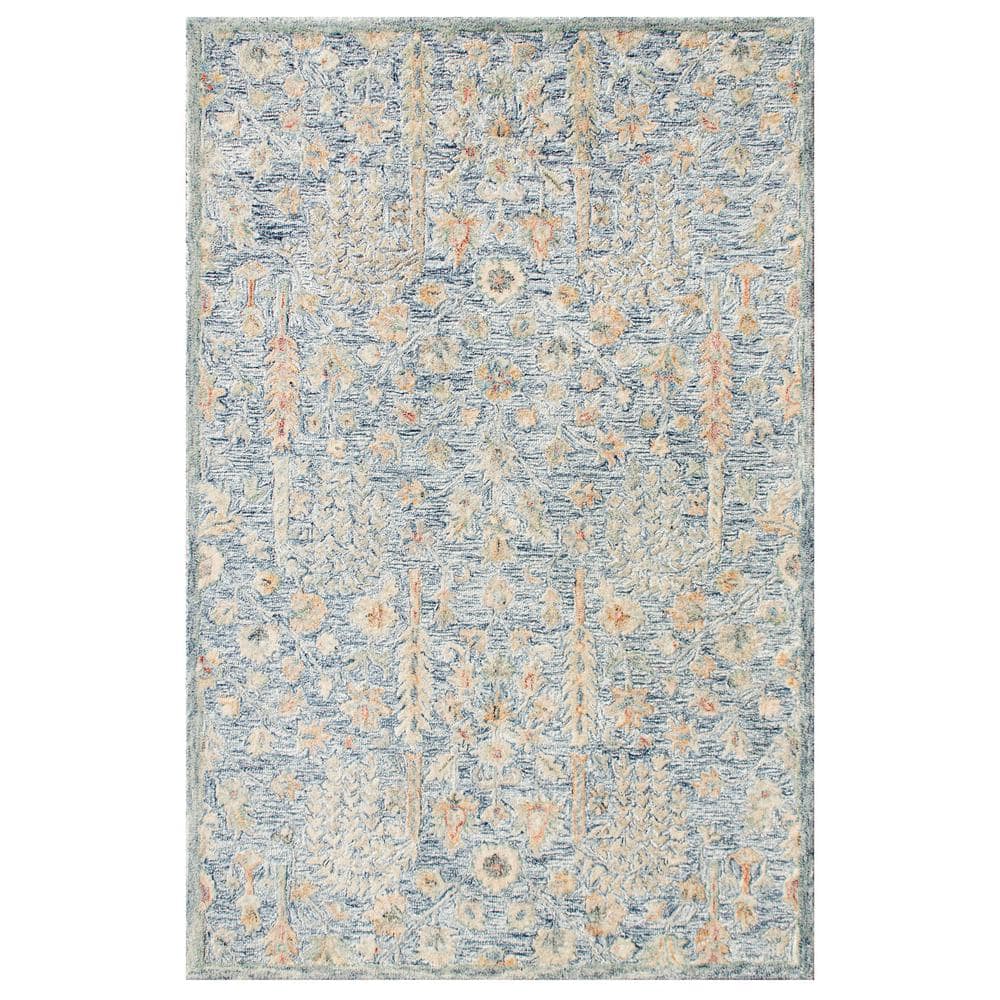 Blue/Ivory/Taupe 7 ft. 9 in. x 9 ft. 9 in. Traditional Abstract Floral Wool Hand Tufted Area Rug price history on PriceWatchPro
