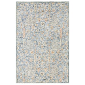 Glenis Blue/Ivory/Taupe 9 ft. x 12 ft. Traditional Abstract Floral Wool Hand Tufted Area Rug