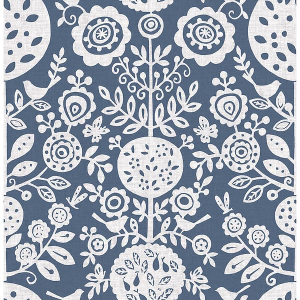 NuWallpaper Navy Anya Peel and Stick Wallpaper Sample