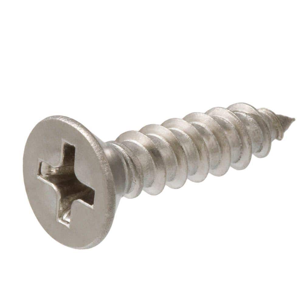 #10 x 1" Stainless Steel Wood Screws Flat Head Slotted Countersunk Qty 100 