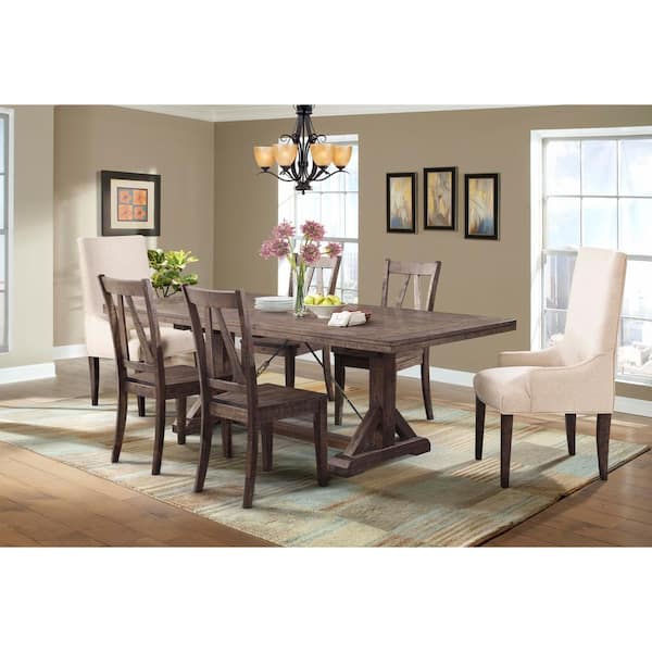 Picket House Furnishings Flynn 7-Piece Dining Table Set with 4-Wooden Side Chairs and 2-Parson Chairs