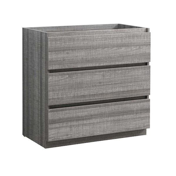 Fresca Lazzaro 36 in. Modern Bath Vanity Cabinet Only in Glossy Ash Gray