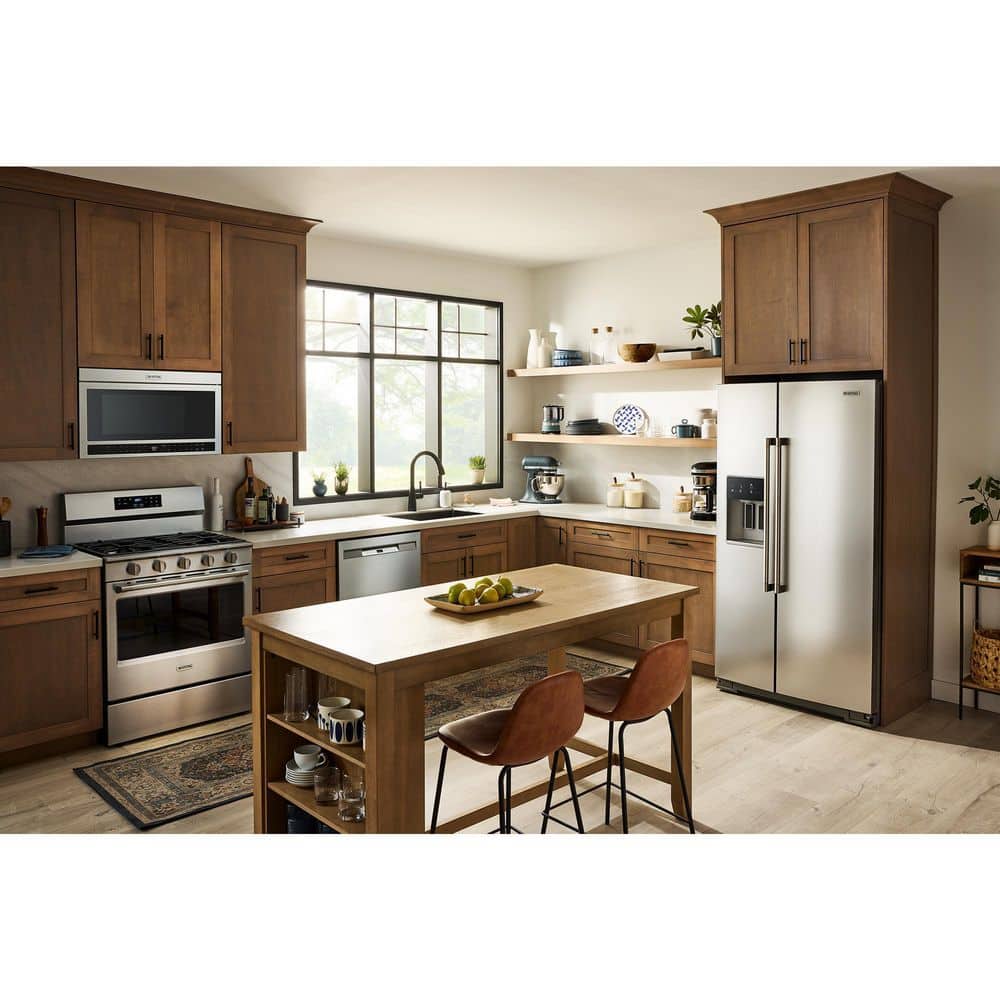 Maytag 20.55 Cu Ft, Counter Depth Side-By-Side Refrigerator, Exterior Ice And Water Dispenser In Fingerprint-Resistant Stainless Finish on Fridge.com