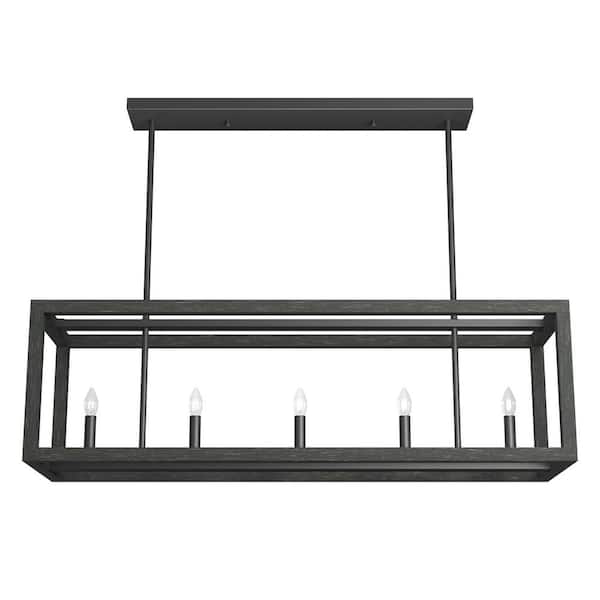 Squire Manor 6 Light Matte Black Linear Chandelier Kitchen Light