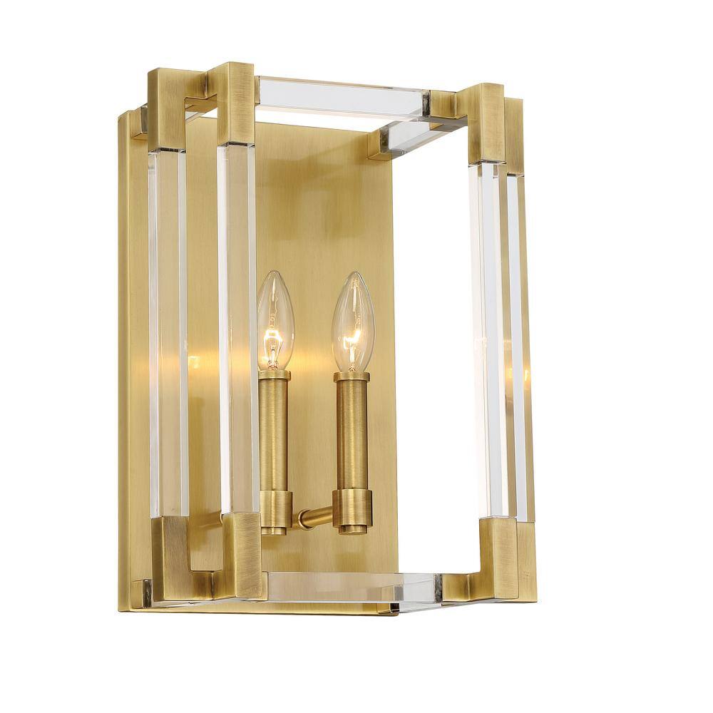 Prima Vista Aged Antique Brass 2-Light Dimmable Wall Sconce