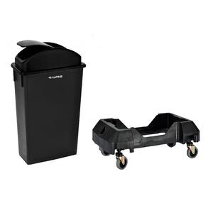 23 Gal. Black Waste Basket Commercial Trash Can with Lid and Dolly Combo