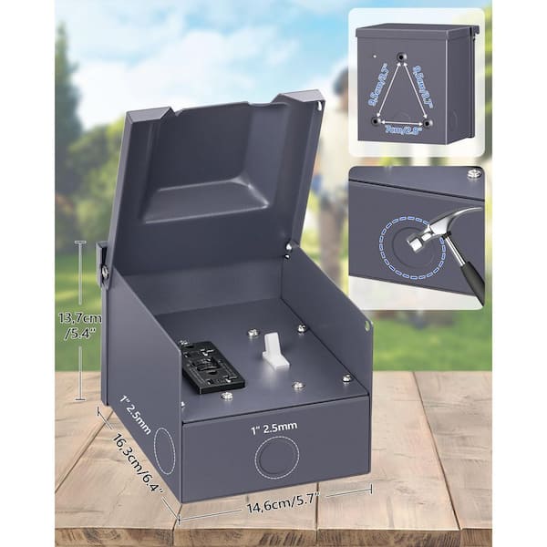 BeamBox Outdoor Outlet Box with 20 Amp WRTR GFCI Receptacle Safety