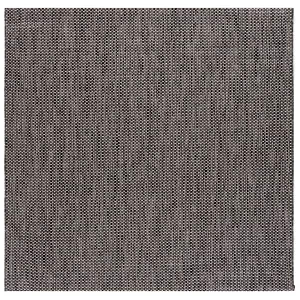 Courtyard Black/Beige 10 ft. x 10 ft. Solid Color Distressed Indoor/Outdoor Square Area Rug