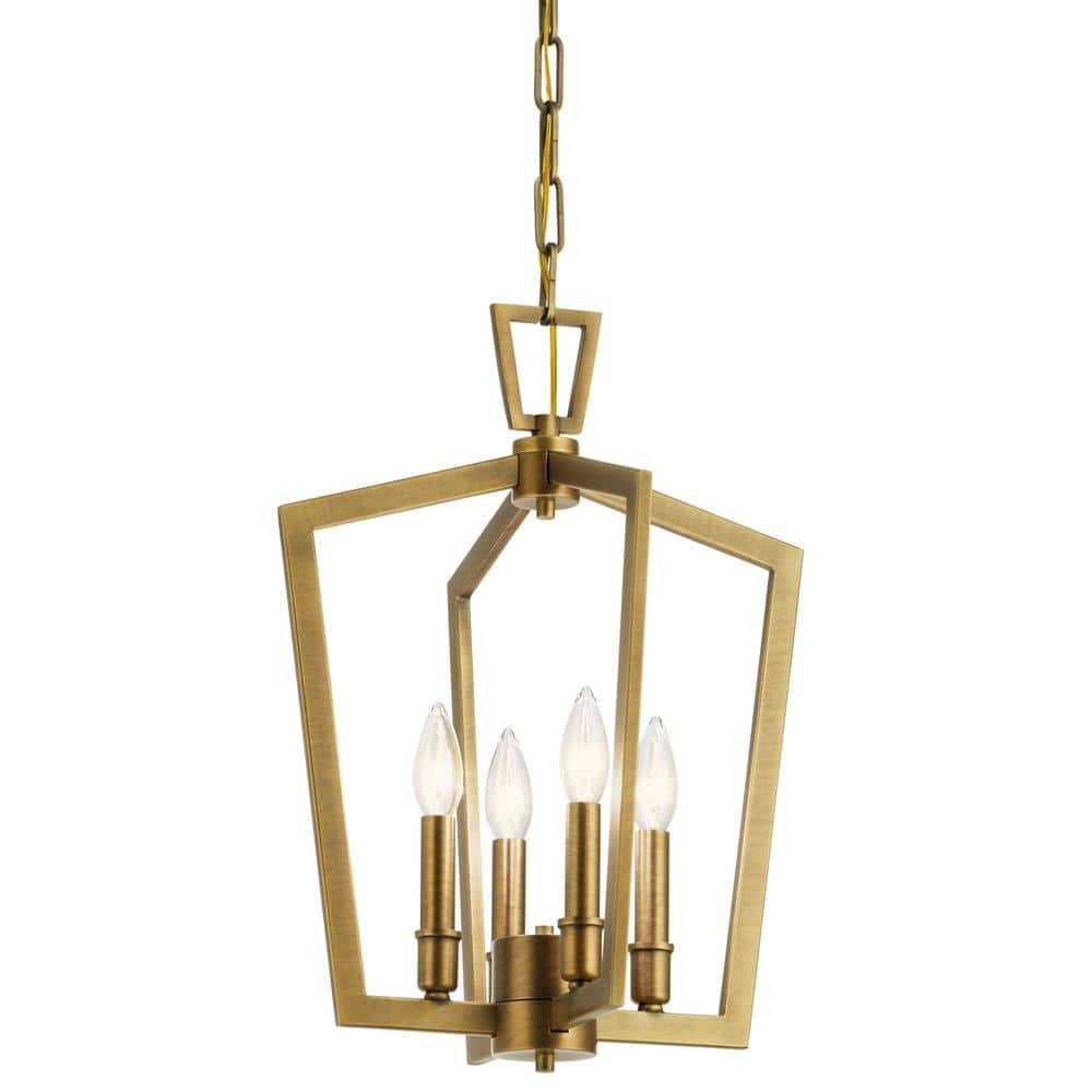Abbotswell 4-Light Natural Brass and Polished Nickel Pendant