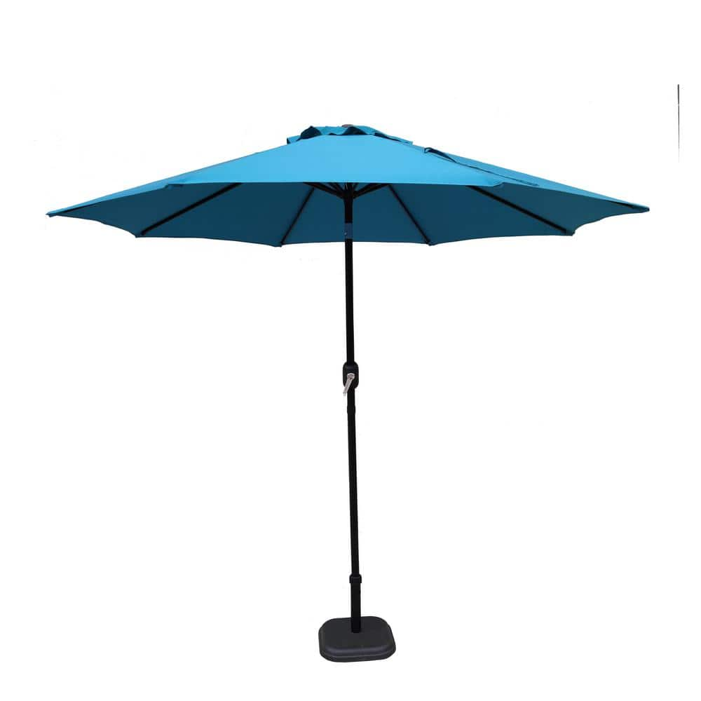 Caribbean Tropics 9 ft. Steel Market Patio Umbrella with Tilt in Teal ...