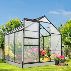 6 ft. W x 6 ft. D x 7 ft. H Outdoor Walk-In Polycarbonate Hobby Greenhouse, Gray
