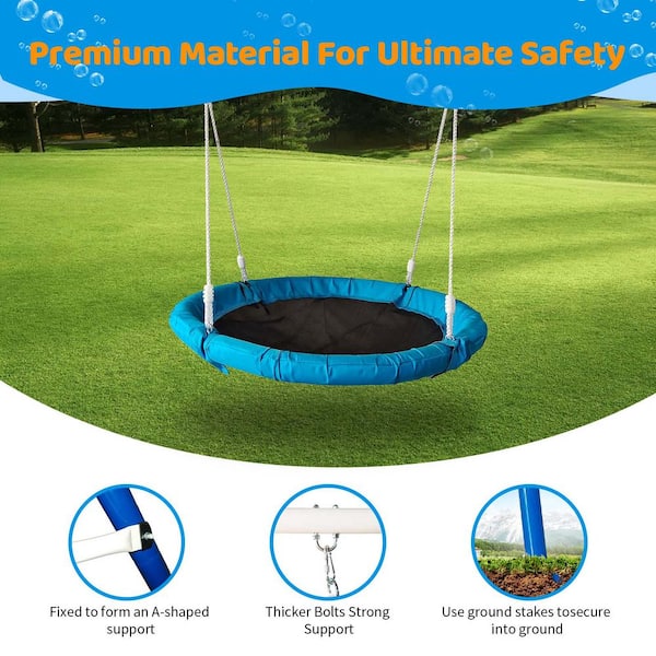 Outdoor Playground Metal Swing Set with Saucer for Kids