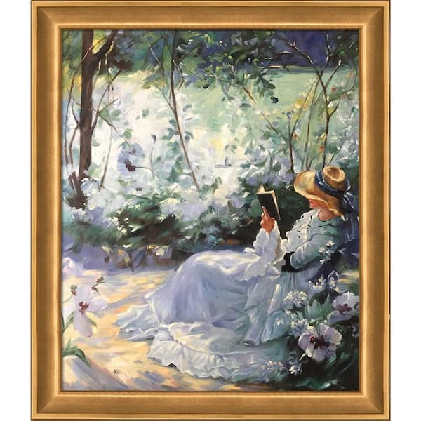 LA PASTICHE Delicious Solitude by Frank Bramley Muted Gold Glow Framed People Oil Painting Art Print 24 in. x 28 in.