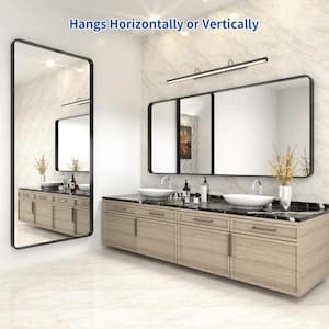 72 in. W x 32 in. H Rectangular Framed French Cleat Wall Mounted Tempered Glass Bathroom Vanity Mirror in Matte Black