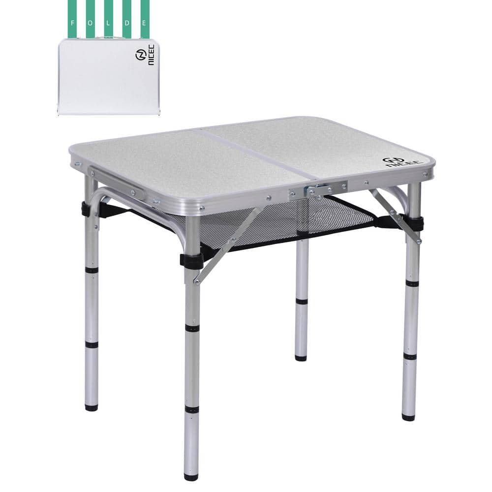 23.7 in. Card Table Folding Picnic Table Small Table Adjustable Height Folding Table Camping Outdoor Portable