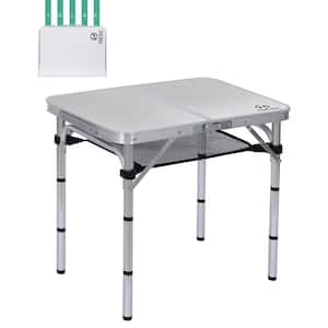 23.7 in. Card Table, Folding Picnic Table, Small Table, Adjustable Height Folding Table, Camping, Outdoor, Portable