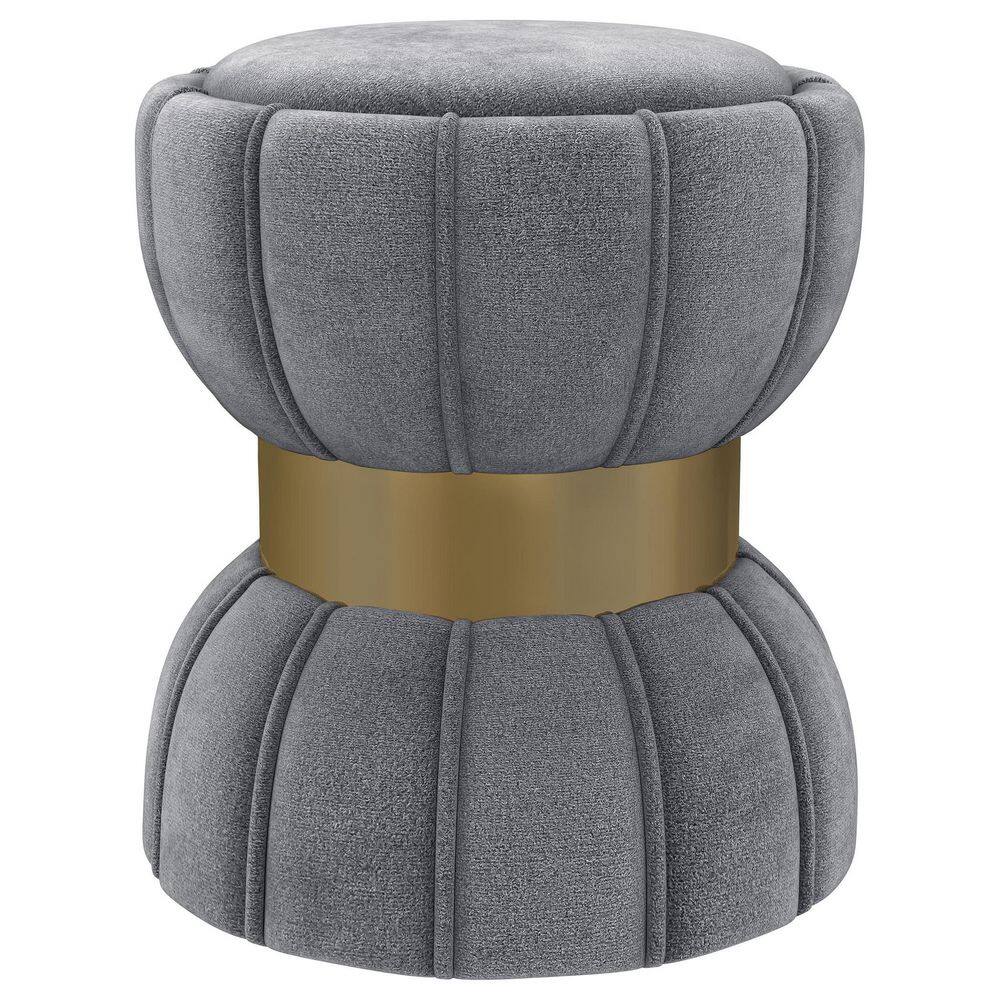 Soraya Gray and Gold Fabric Round Accent Ottoman price history on PriceWatchPro