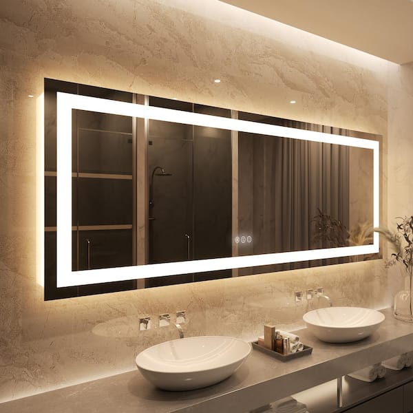 95 in. W x 36 in. H Rectangular Frameless LED Wall Mounted Bathroom Vanity Mirror