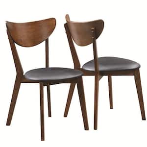 Brown and Black Dining Side Chair with Curved Back (Set of 2)