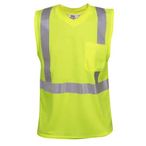 COR-BRITE Lime Green Moisture Wicking Type R Class 2 XL Sleeveless T-Shirt with Chest Pocket