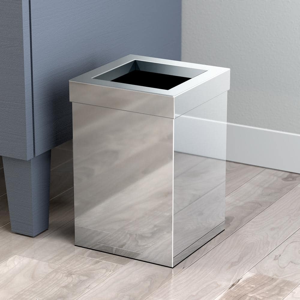 Stainless Steel Square 3-Gallon Open Top Trash Can