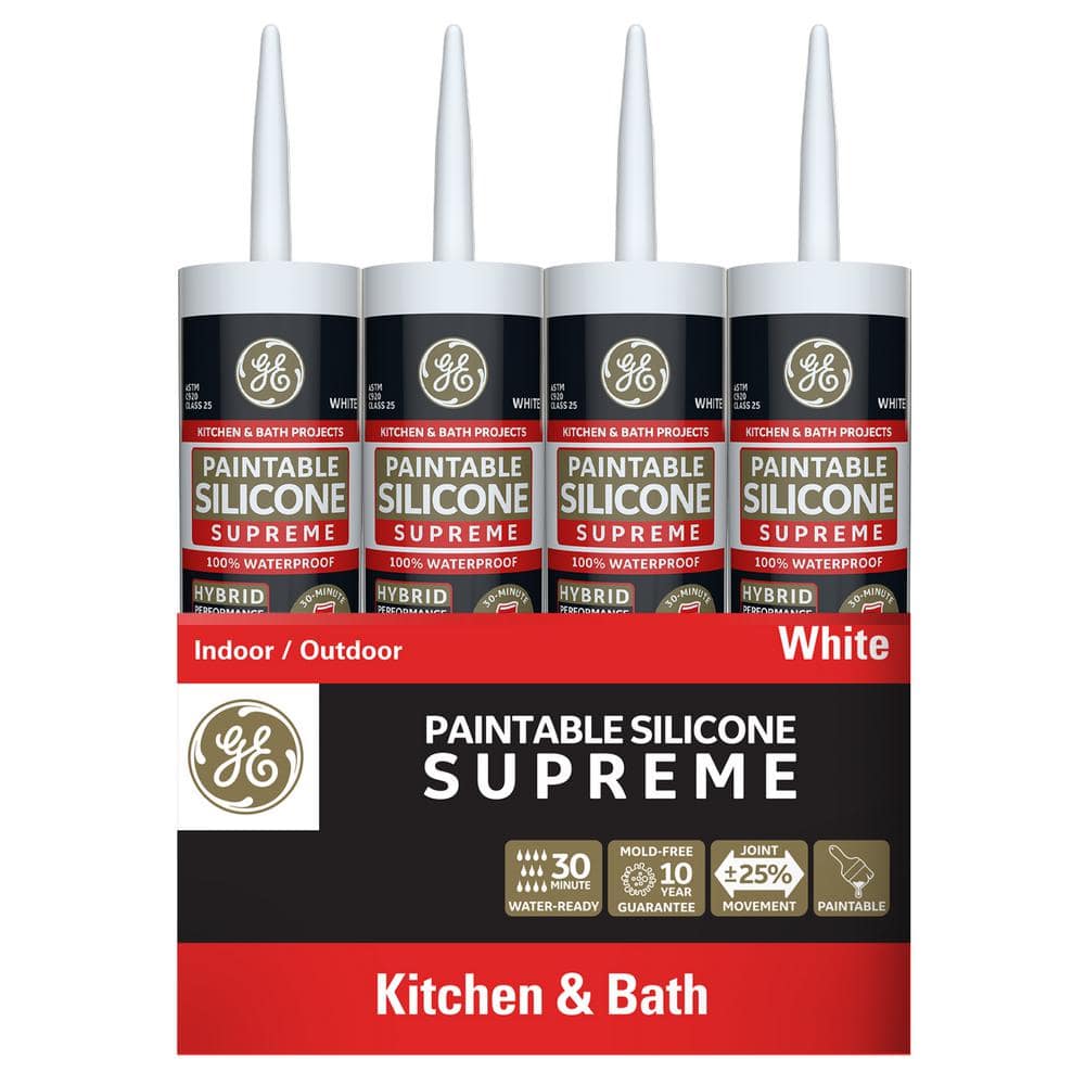 Paintable Supreme Silicone Caulk 9.5 oz Kitchen and bath Sealant White (12-