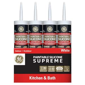 Paintable Supreme Silicone Caulk 9.5 oz Kitchen and bath Sealant White (12-pack)