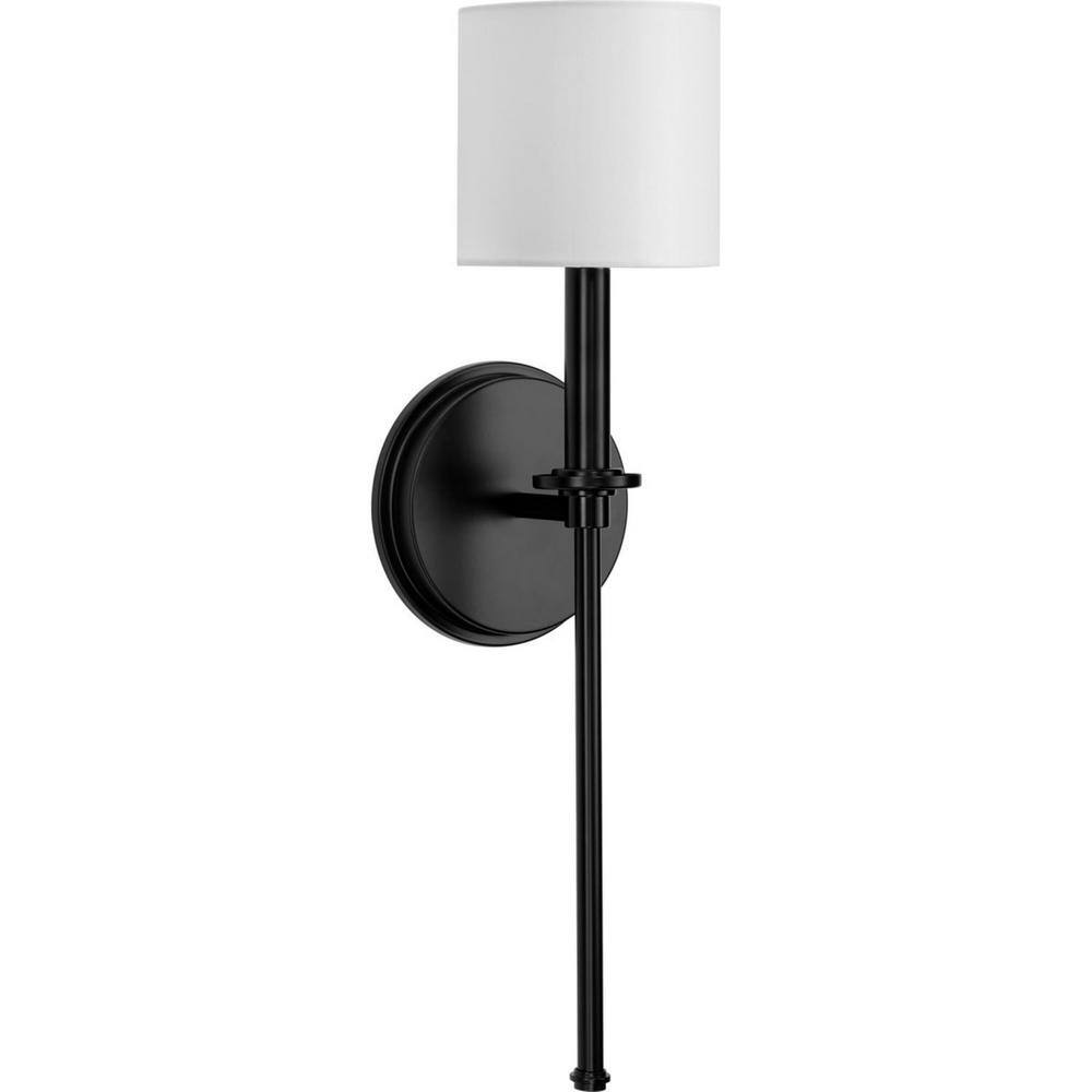 Elara Matte Black and Clear Glass Wall Sconce, 16.62"