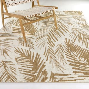 Lascelles Tan 5 ft. x 7 ft.  Palm Leaf Indoor/Outdoor Area Rug