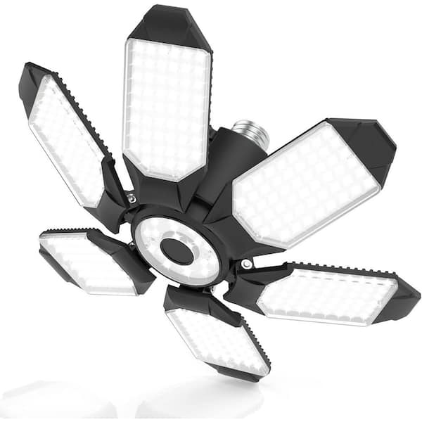 Lukyamzn 10000-Lumens LED Garage Ceiling Light Bulb with 6 Adjustable Panels Deformable Design for Warehouse Corridor Stadium