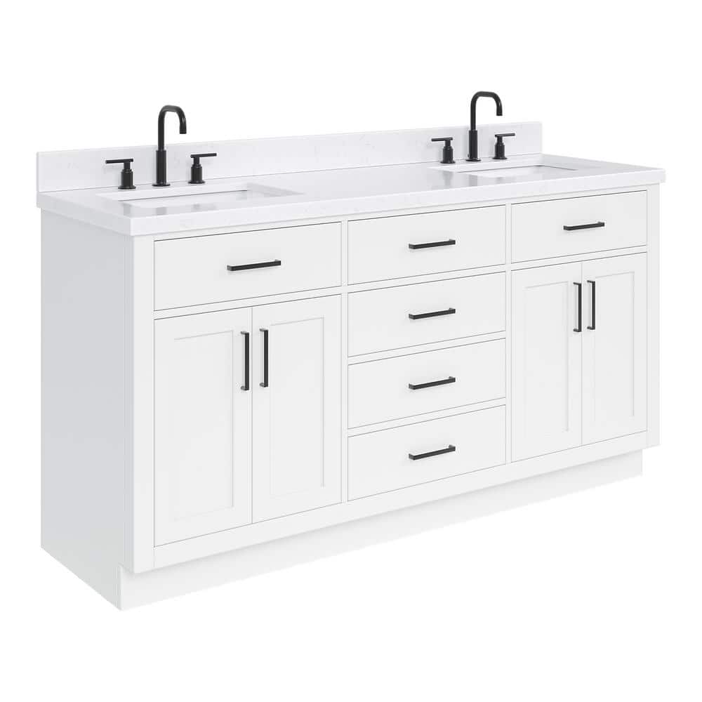Hepburn 66" White Hardwood Freestanding Double Basin Vanity