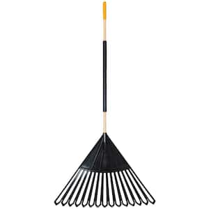 48 in. Hardwood/Steel Handle Leaf Rake with 30 in. W Clog-Free Tines for Leaves, Grass, Twigs, Pine Needles and More