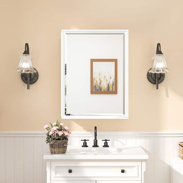 KeonJinn 17 in. W x 25 in. H Rectangular White Metal Framed