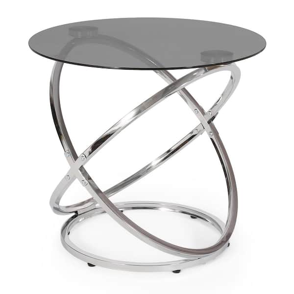 Noble House Fairgreens 24 In Gray And, Glass Top Side Tables Round