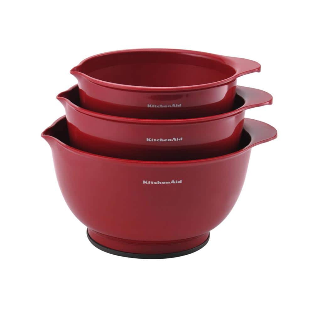 ToolUSA Soft-Sided Red Bowl Set | 3 Plastic Bowls | Diameters: 4 (10.2  cm), 5 (12.7 cm), 6 (15.2 cm) | Spill-Free Pour Spout Design | Versatile
