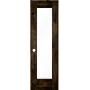 24 in. x 80 in. Rustic Knotty Alder Right-Hand Full-Lite Clear Glass Black Stain Solid Wood Single Prehung Interior Door