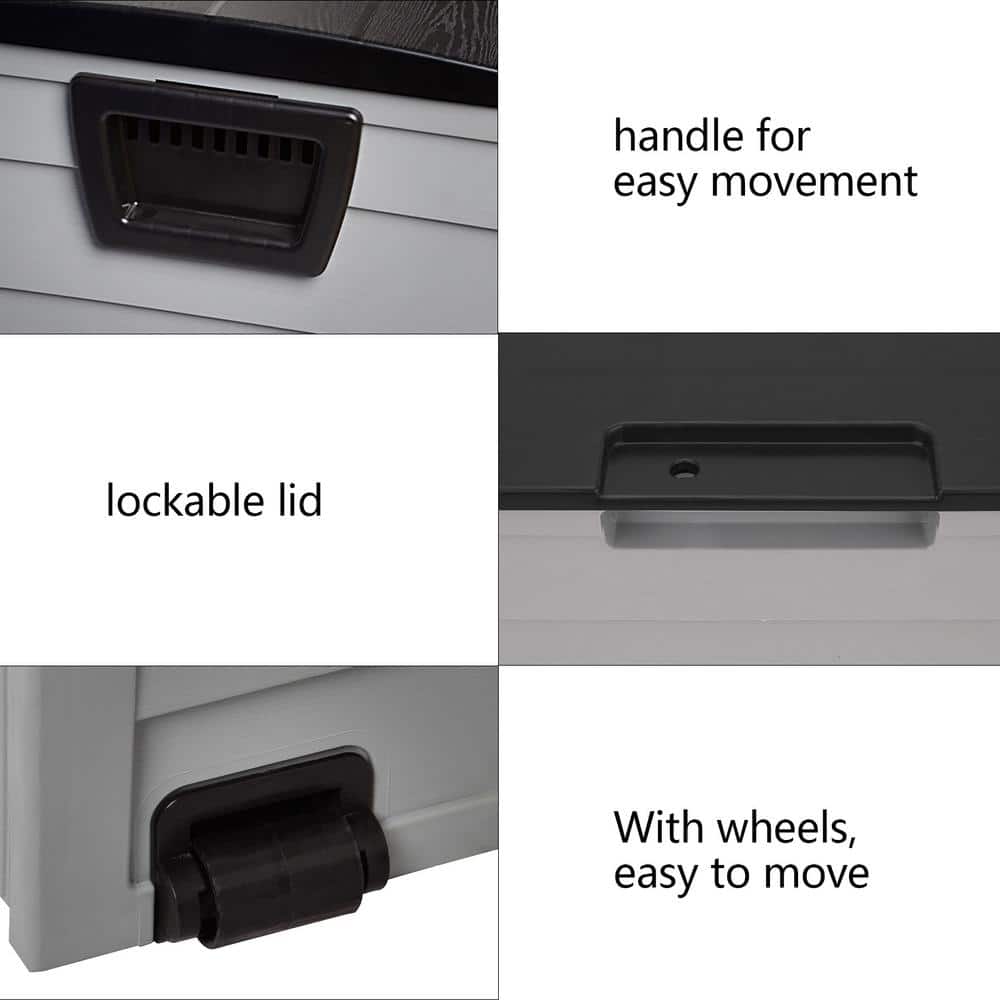 75 Gallon Gray Plastic Lockable Deck Box with Wheels
