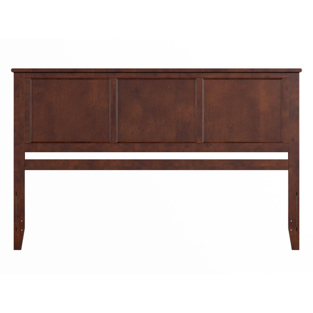 King Walnut Wood and Metal Panel Headboard