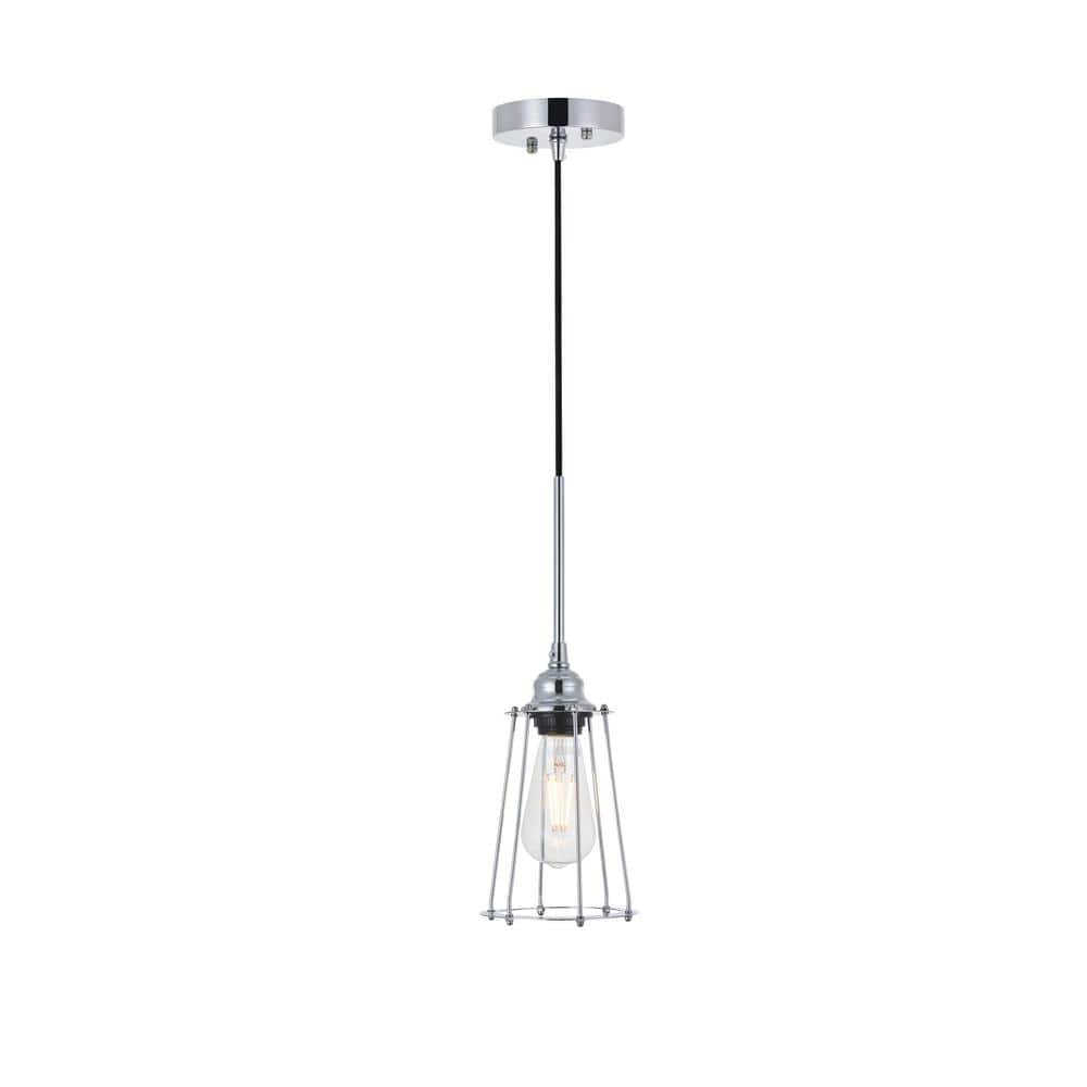Timeless Home 5.3 in. 1-Light Chrome Pendant Light, Bulbs Not Included